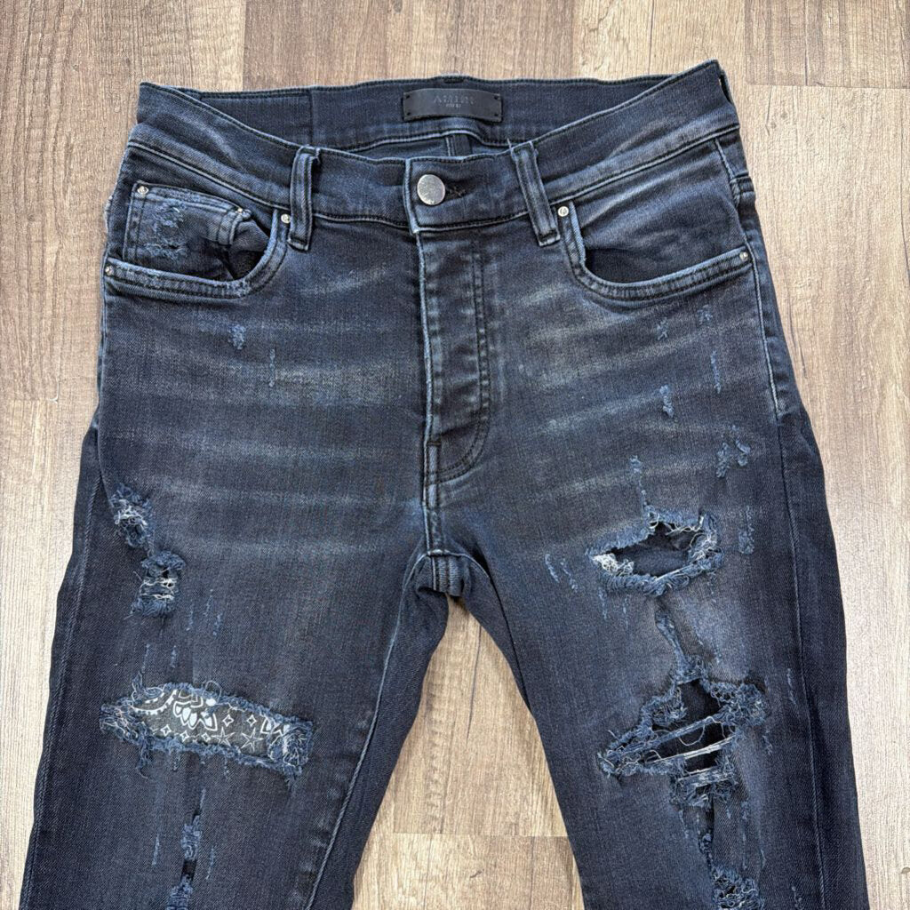 Amiri Blue Bandana Flame Jeans