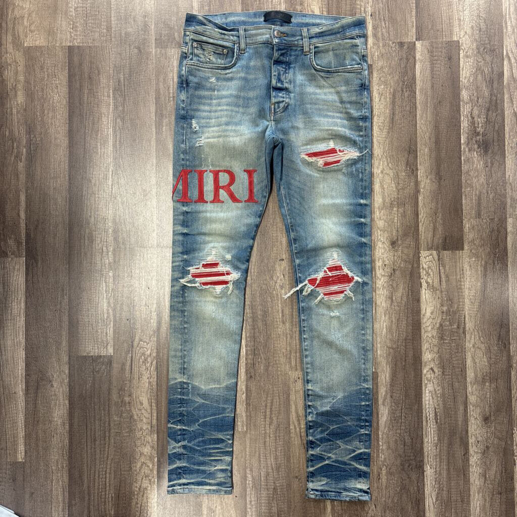 Amiri Jean Mx1 Red patch Blue