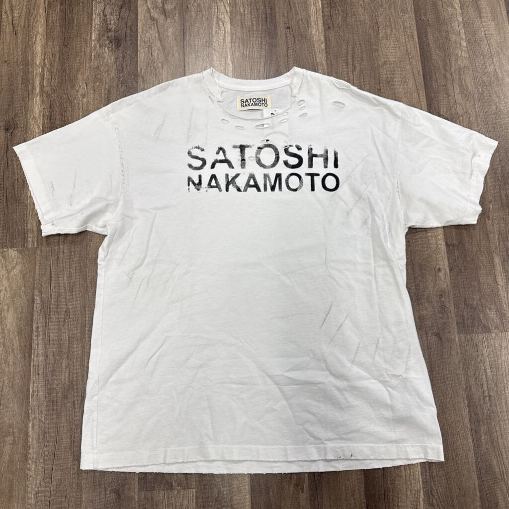 Satoshi Nakamoto Luke Destroyed T-shirt White