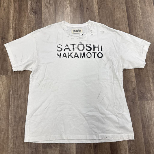 Satoshi Nakamoto Luke Destroyed T-shirt White