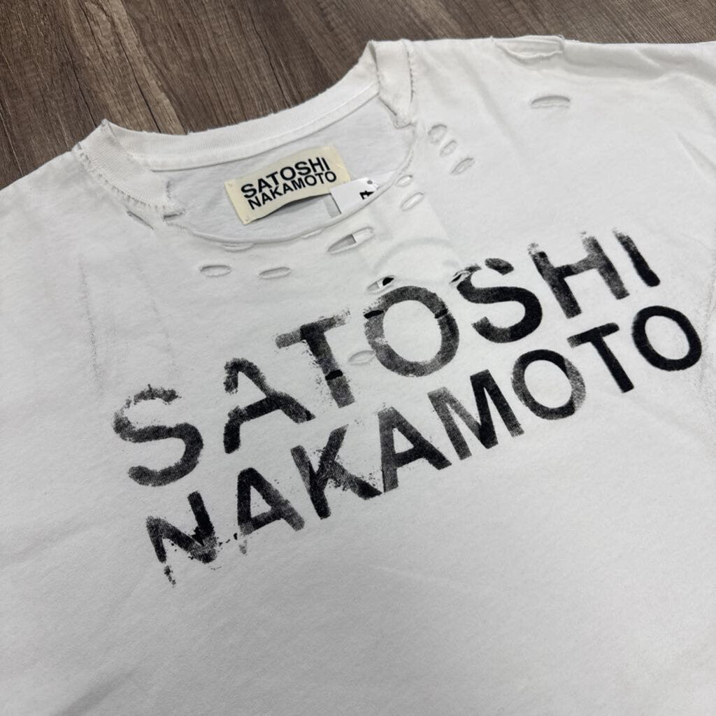 Satoshi Nakamoto Luke Destroyed T-shirt White
