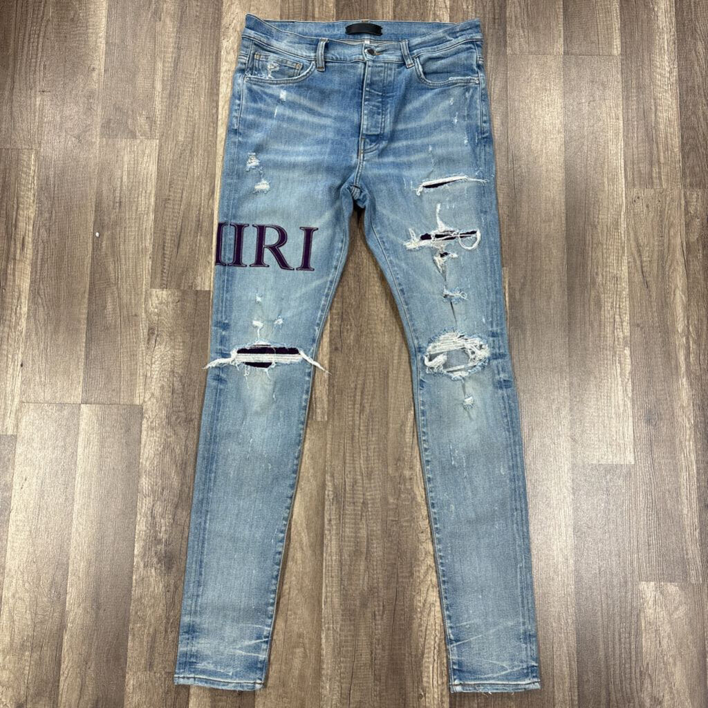Amiri Jean Denim Purple Core Logo