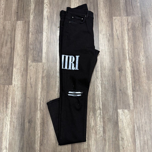 Amiri Jean Black Blue Tie Dye Core Logo