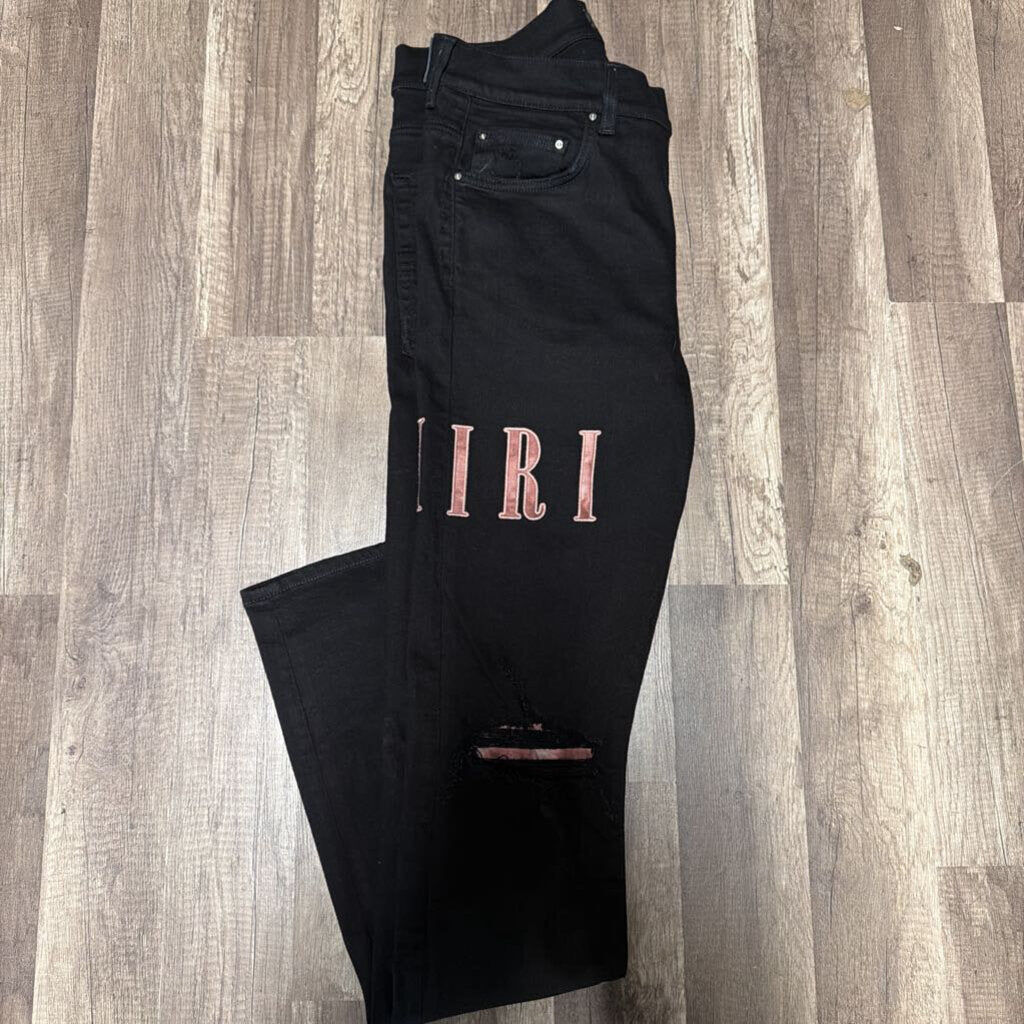 Amiri Jean Black Pink Tie Dye Core Logo