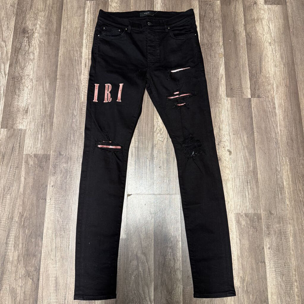 Amiri Jean Black Pink Tie Dye Core Logo
