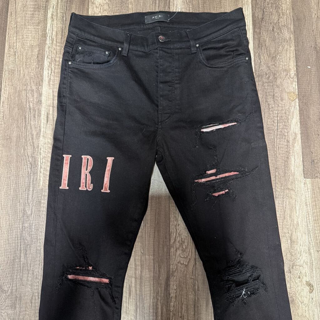 Amiri Jean Black Pink Tie Dye Core Logo