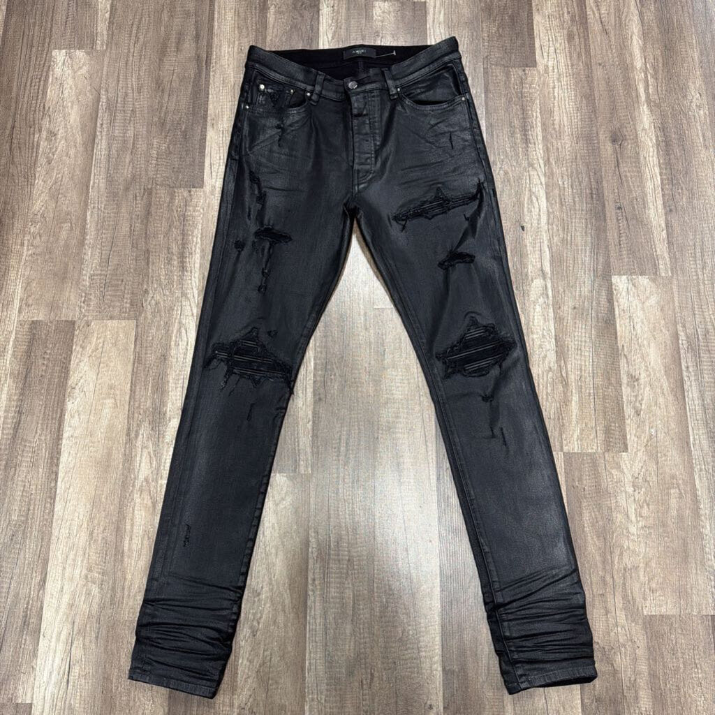 Amiri Jean Black Leather Mx1