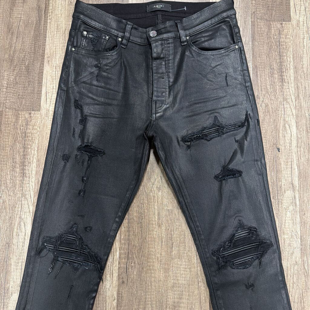 Amiri Jean Black Leather Mx1