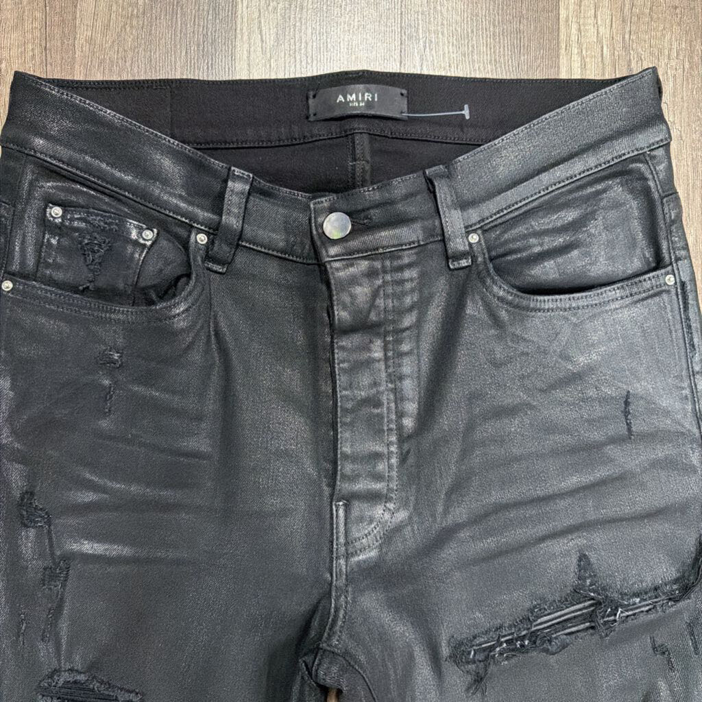 Amiri Jean Black Leather Mx1