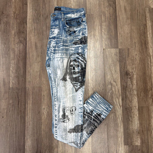 Amiri Jean Graffiti Reaper Blue