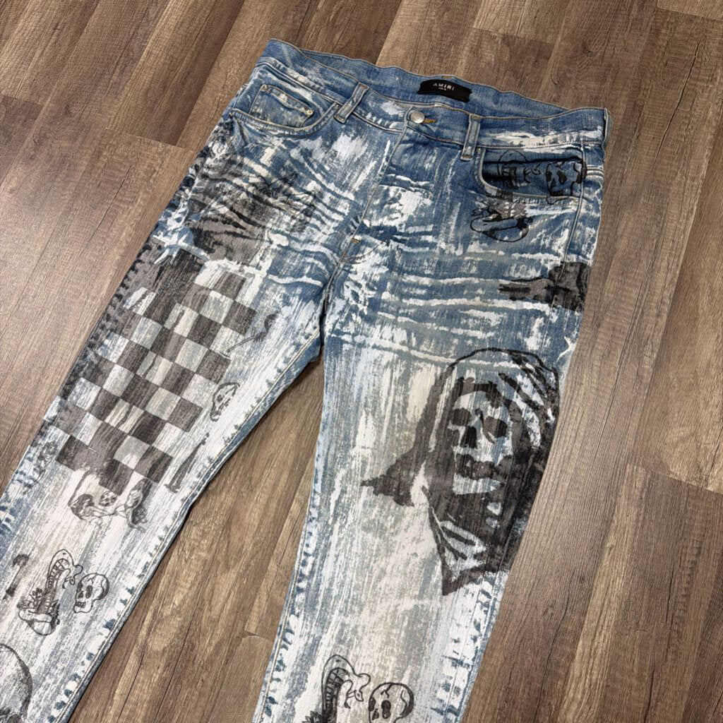 Amiri Jean Graffiti Reaper Blue