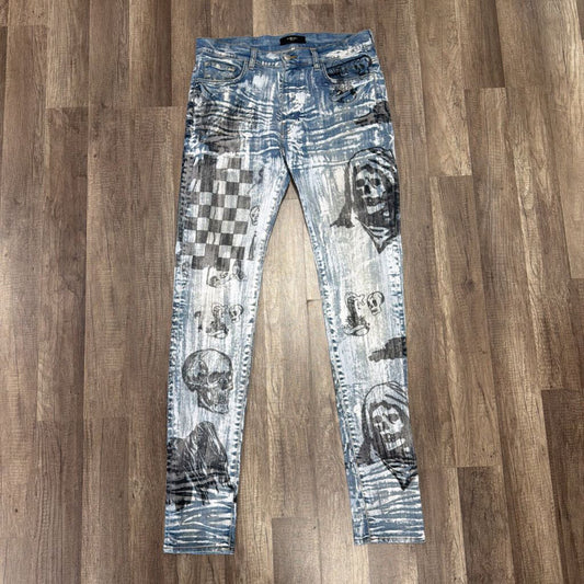 Amiri Jean Graffiti Reaper Blue