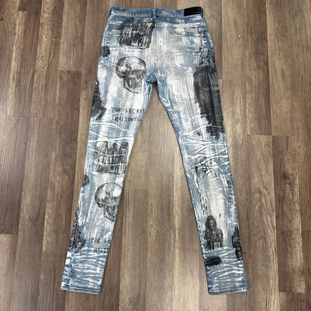 Amiri Jean Graffiti Reaper Blue