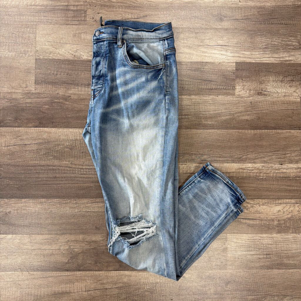 Amiri Jean Plain Ripped Knee Blue