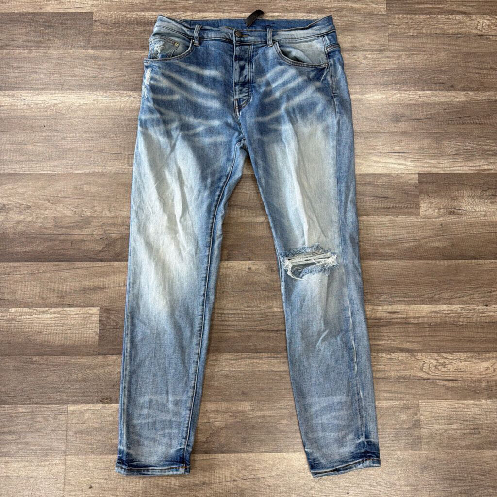 Amiri Jean Plain Ripped Knee Blue