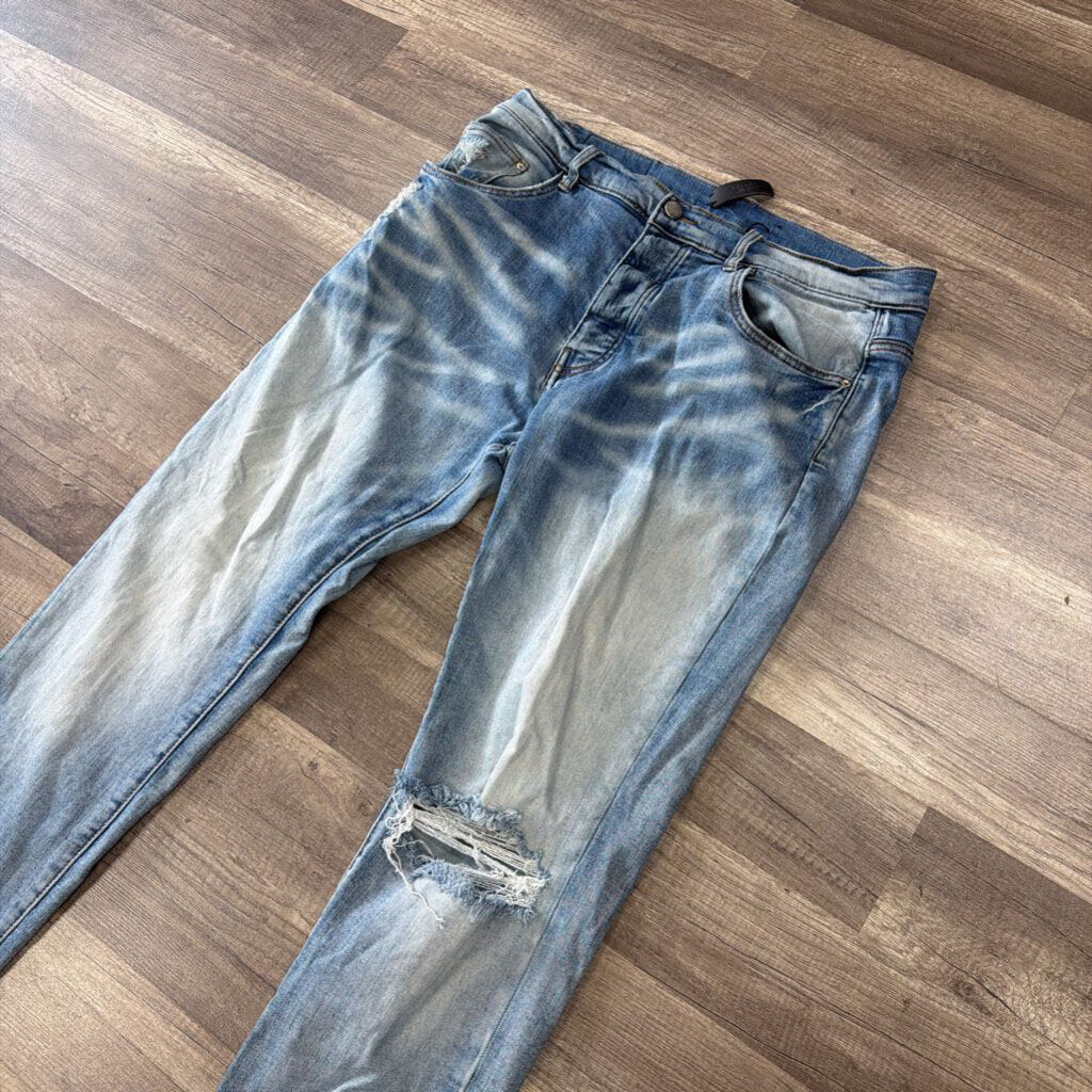 Amiri Jean Plain Ripped Knee Blue