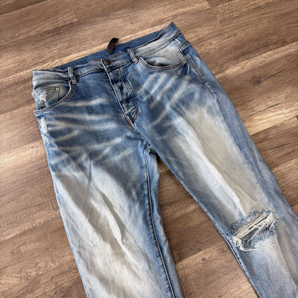 Amiri Jean Plain Ripped Knee Blue