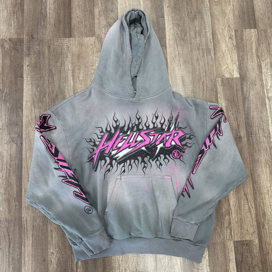 Hellstar Hoodie Pink Grey Flame