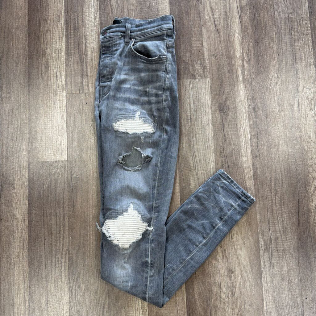 Amiri Jean Mx1 Grey White Patch