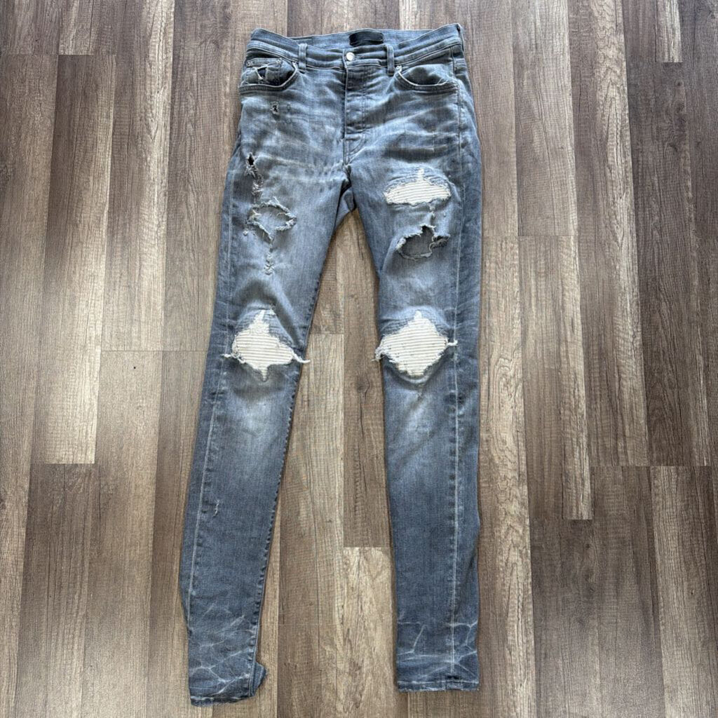 Amiri Jean Mx1 Grey White Patch
