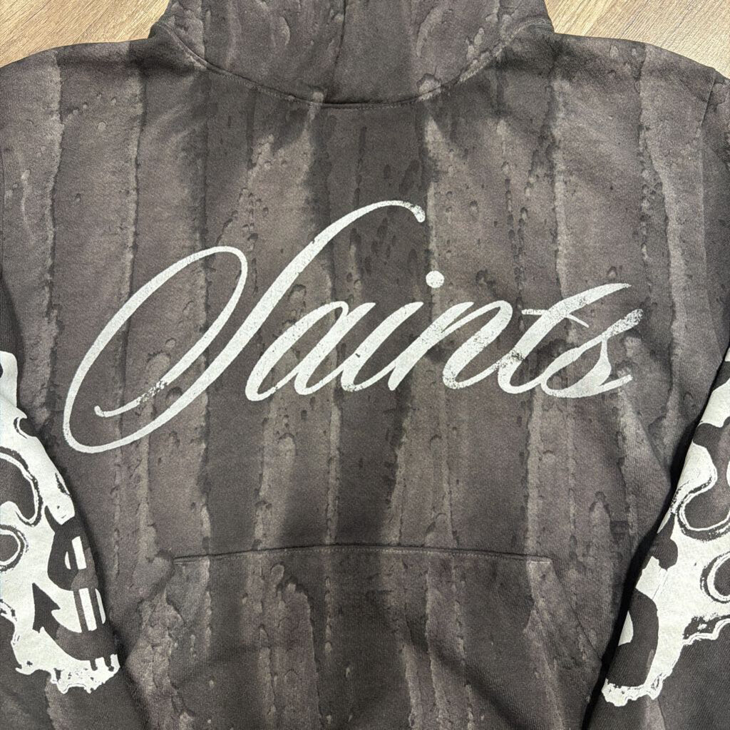 Saints logo script hoodie grey brown