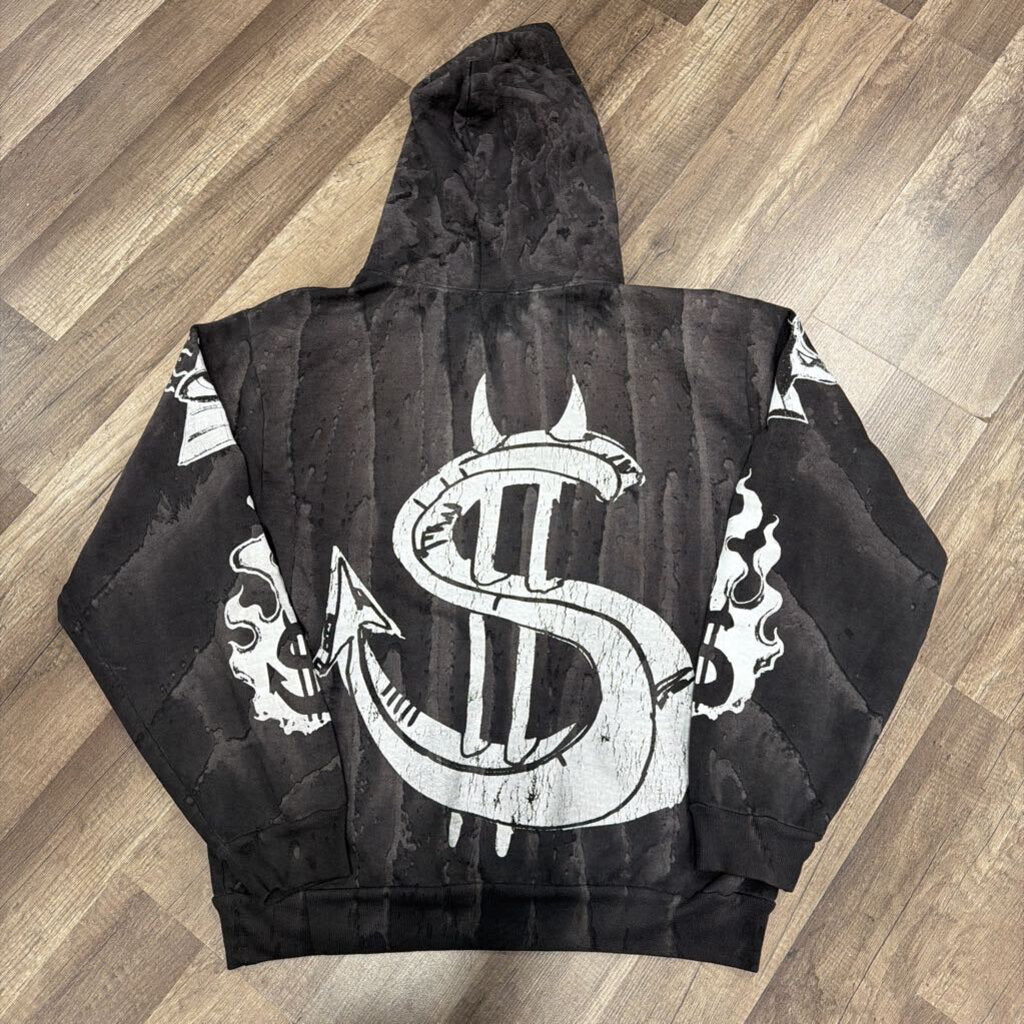 Saints logo script hoodie grey brown