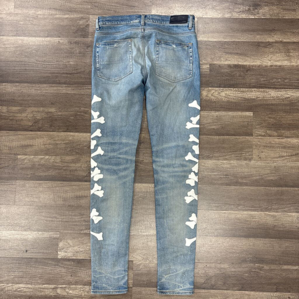 Amiri Jean White Crossbone Blue