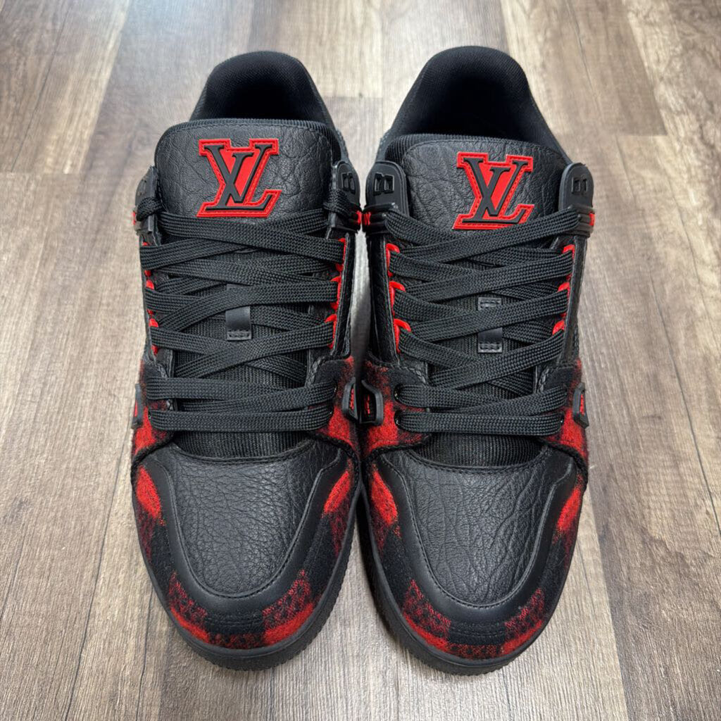 Louis Vuitton LV Trainer Black Red Flannel