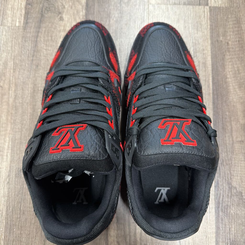 Louis Vuitton LV Trainer Black Red Flannel