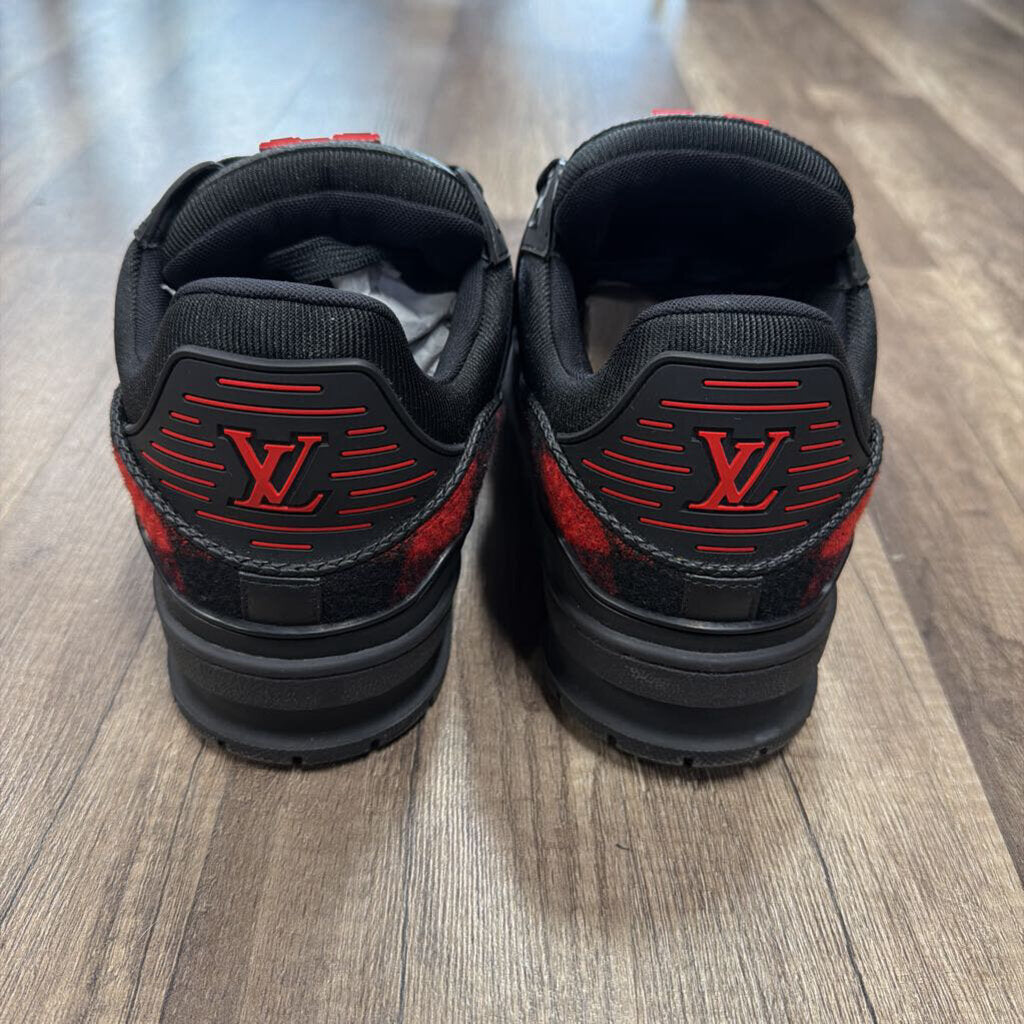 Louis Vuitton LV Trainer Black Red Flannel