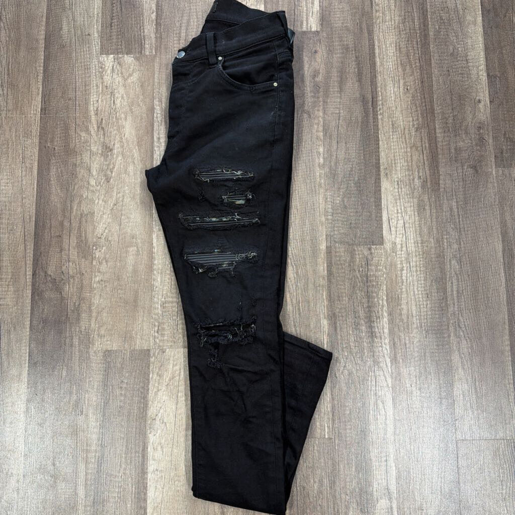 Amiri Thrasher Jean Black Leather Patch