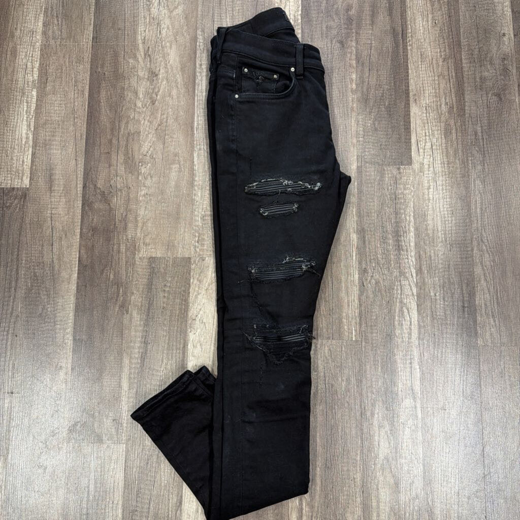 Amiri Thrasher Jean Black Leather Patch