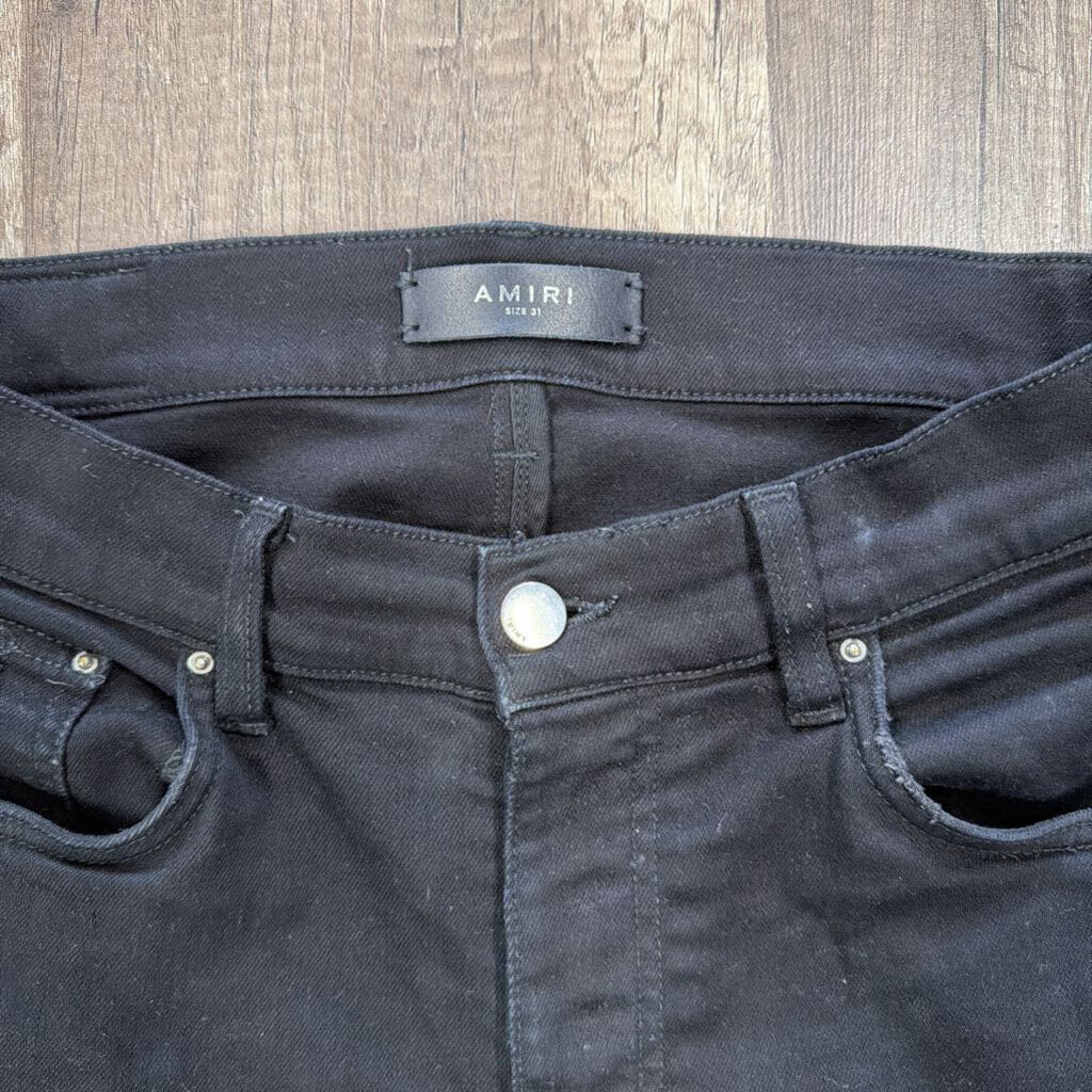 Amiri Thrasher Jean Black Leather Patch
