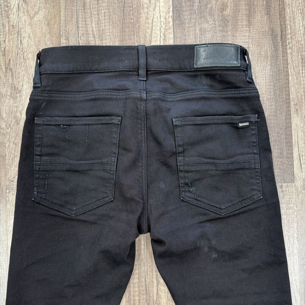 Amiri Thrasher Jean Black Leather Patch