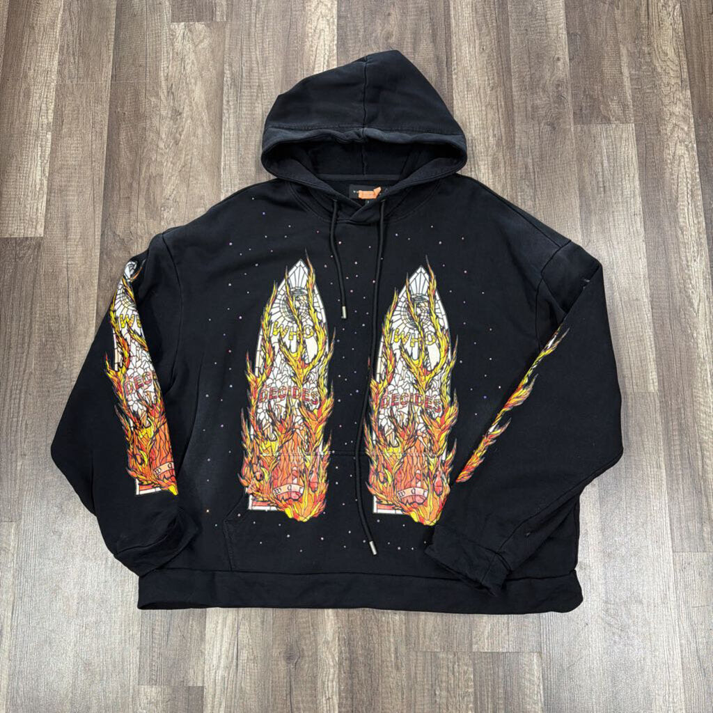 WDW Black Bedazzled Flame Hoodie