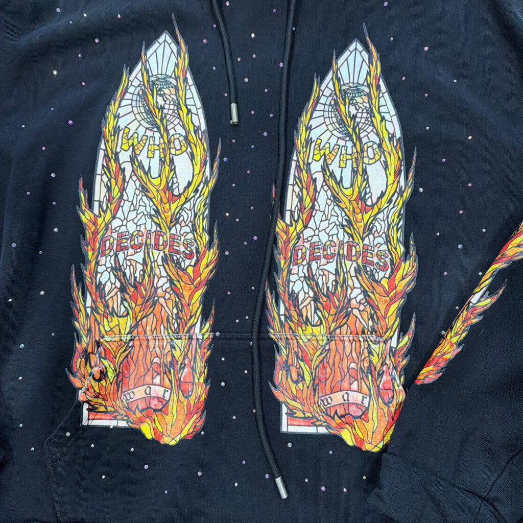 WDW Black Bedazzled Flame Hoodie