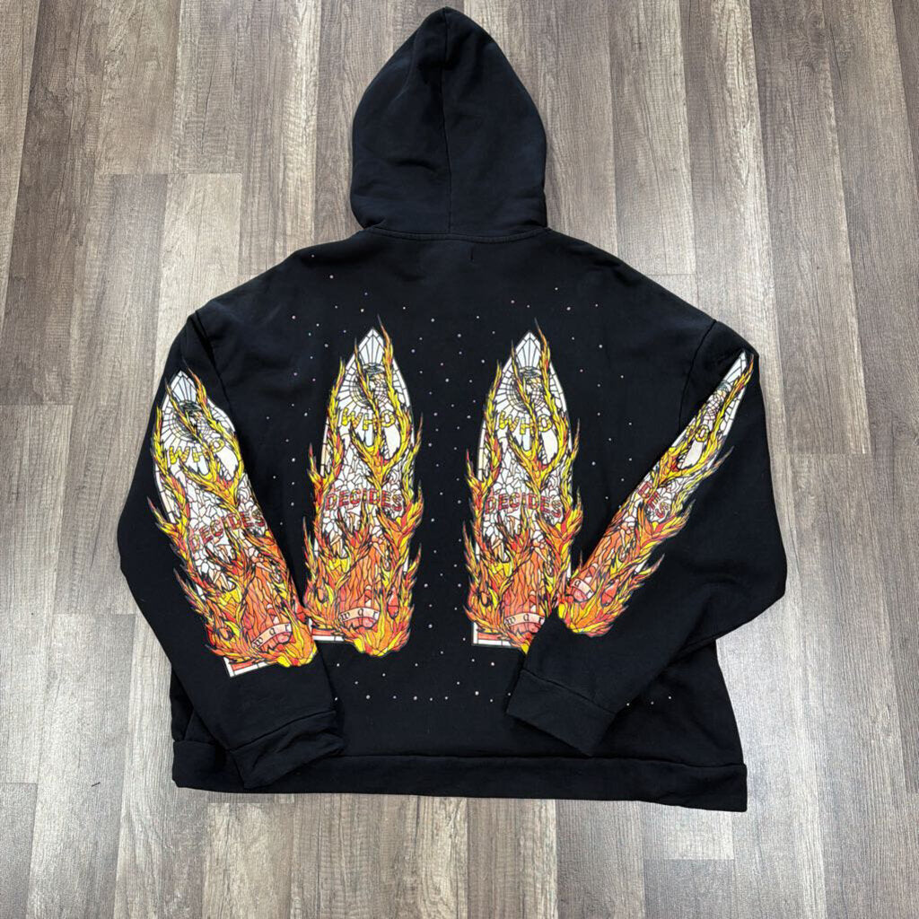 WDW Black Bedazzled Flame Hoodie