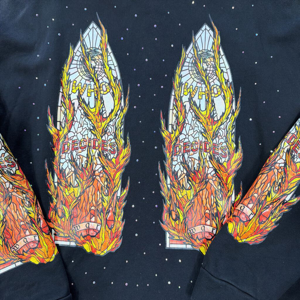 WDW Black Bedazzled Flame Hoodie