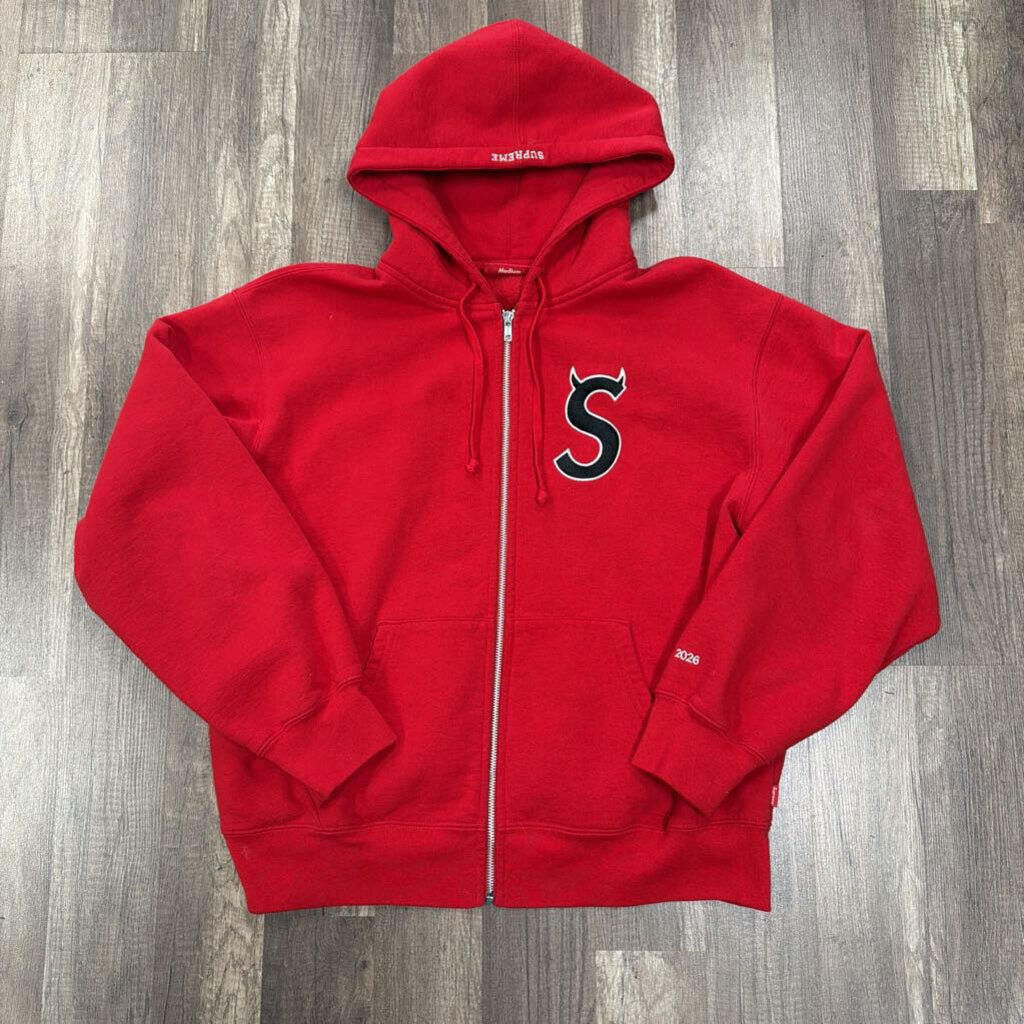 Supreme S Logo Zip Up Hoodie Red