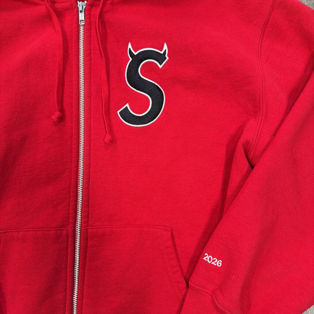 Supreme S Logo Zip Up Hoodie Red