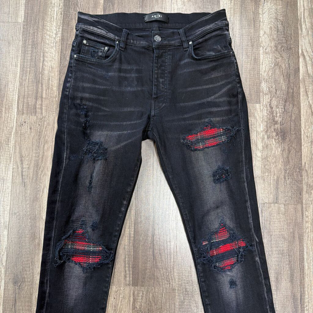 Amiri Mx-1 Black Red Flannel Patch