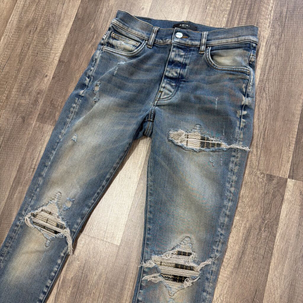 Amiri Jean Sand Wash Flannel Patch