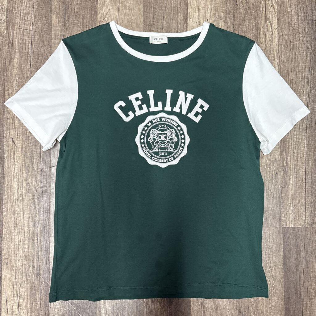 Celine Blason Varsity T-shirt Green S/S