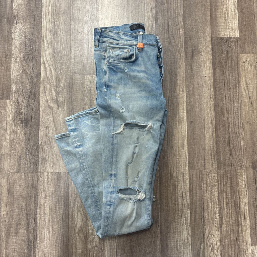 Amiri Jean Distressed Blue Medium Wash