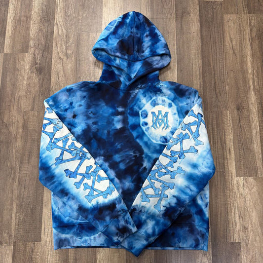 Amiri Tie Dye Blue Bone Hoodie