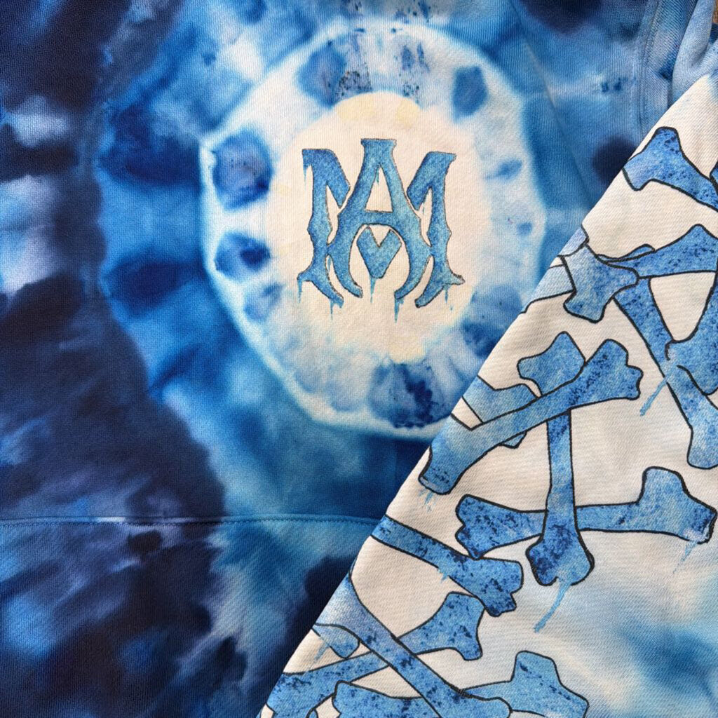 Amiri Tie Dye Blue Bone Hoodie
