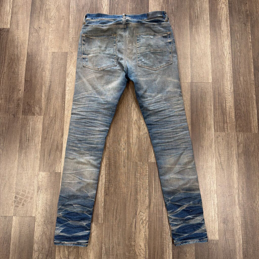 Amiri Mx1 Red Suede Patch Blue Jeans