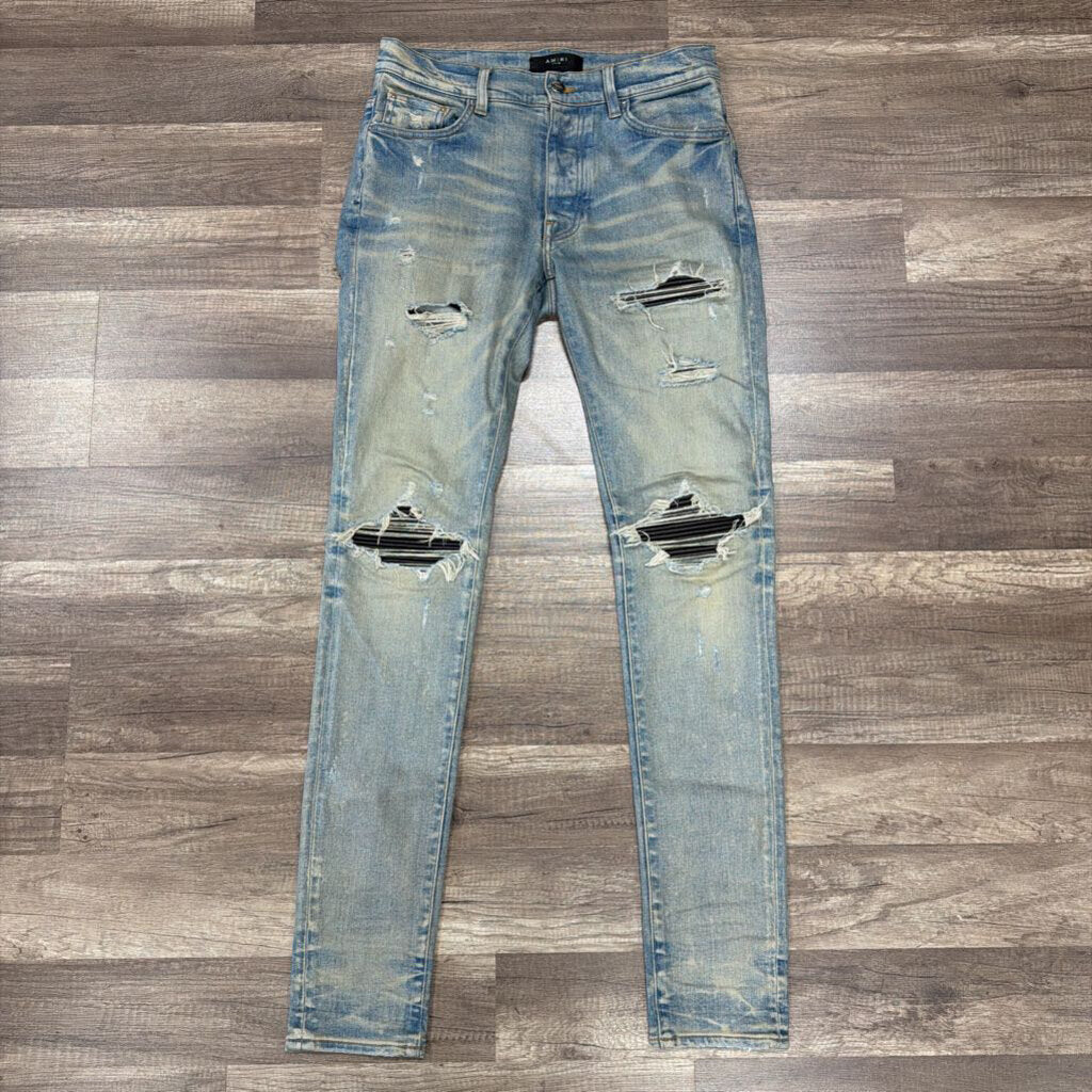 Amiri Jean Mx1 Sand wash black patch