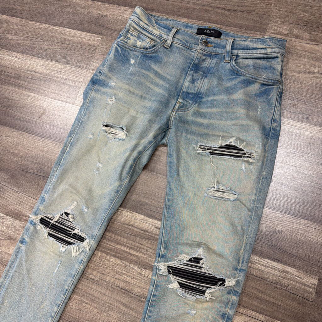 Amiri Jean Mx1 Sand wash black patch