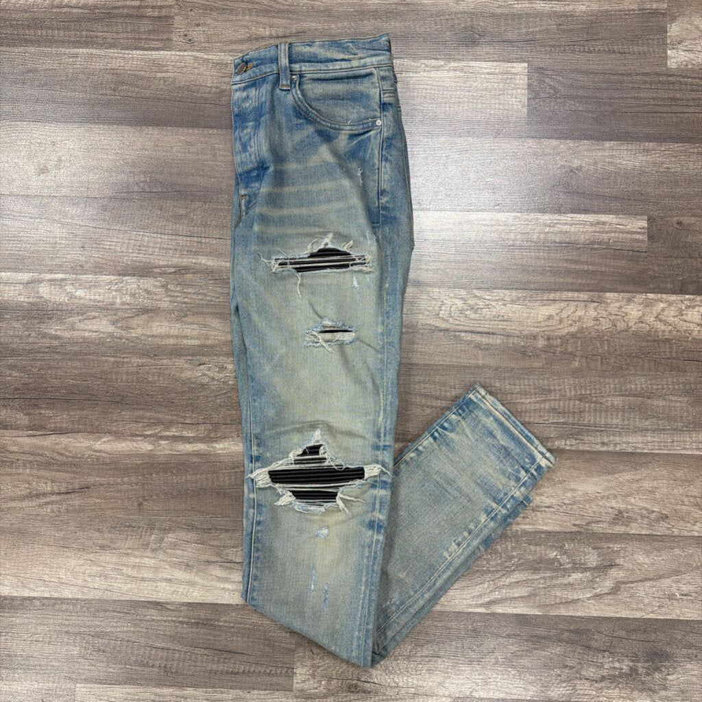 Amiri Jean Mx1 Sand wash black patch
